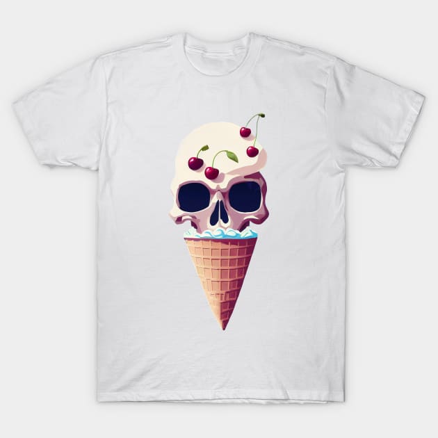 Cool Ice Cream Skull T-Shirt T-Shirt by Gelo Kavon